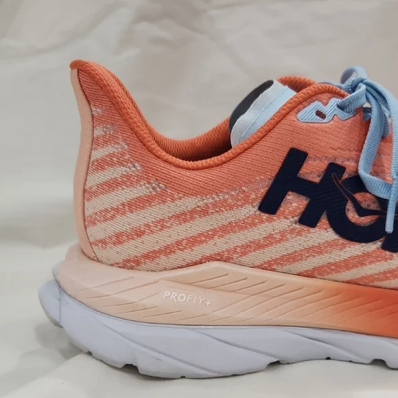 Hoka Women's Mach 5 Coral and Blue Athletic Shoes Size 9 - Picture 3 of 9